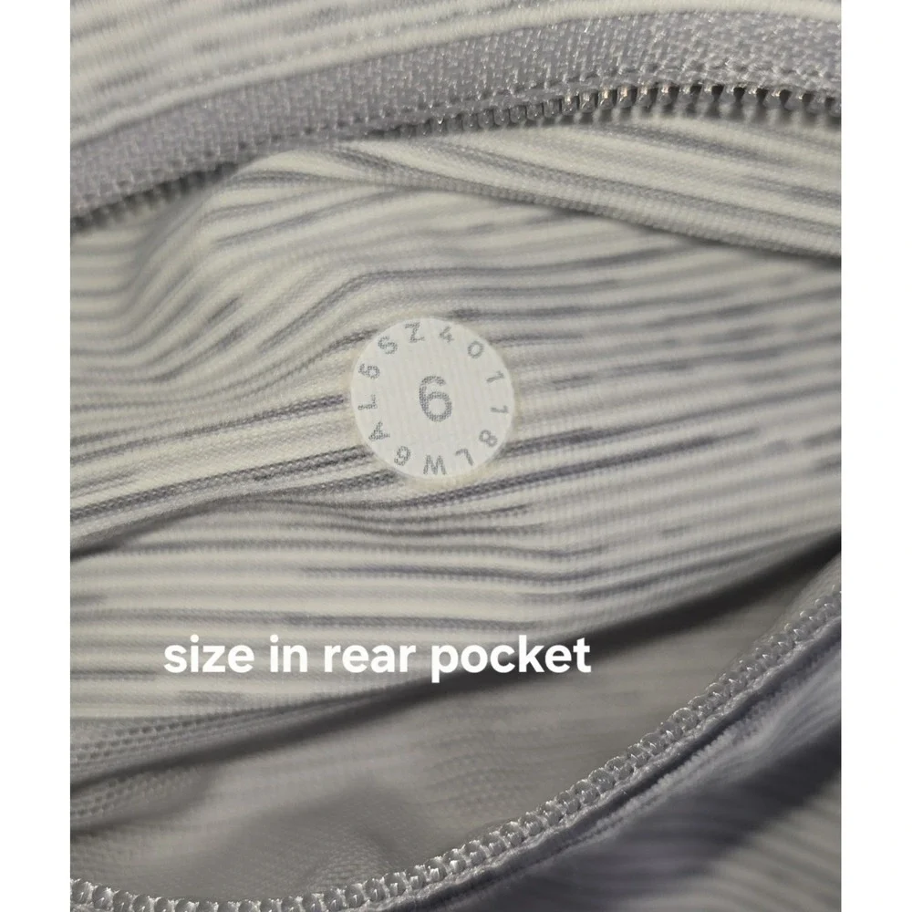 LULULEMON‎ Women's Size 6 Crop Leggings Gray White Stripe Pockets Zip -2651